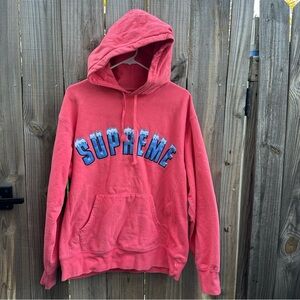 SUPREME "Icy Arc" Hoodie Hooded Sweatshirt Bright Coral Men's size Large